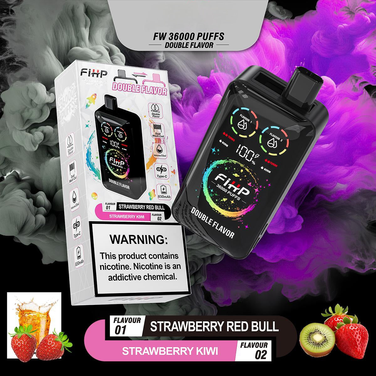 Puff 36000 Strawberry Red Bull - Strawberry Kiwi