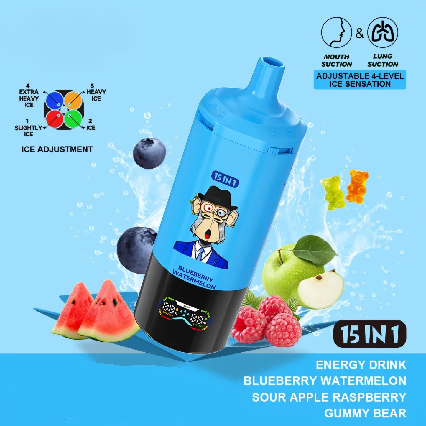 Puff 450000  Energy Drink - Blueberry Watermelon - Sour Apple Raspberry - Gummy Bear