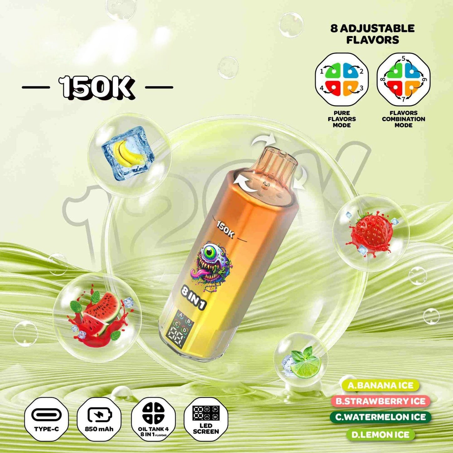 Puff 150000  Banana Ice - Strawberry Ice - Watermelon Ice - Lemon Ice