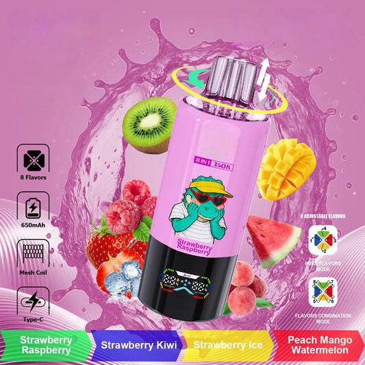 Puff 350000  Strawberry Raspberry - Strawberry Kiwi - Strawberry Ice - Peach Mango Watermelon